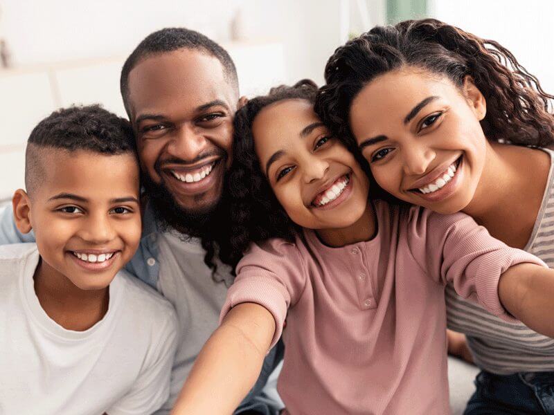 A happy family taking a selfie