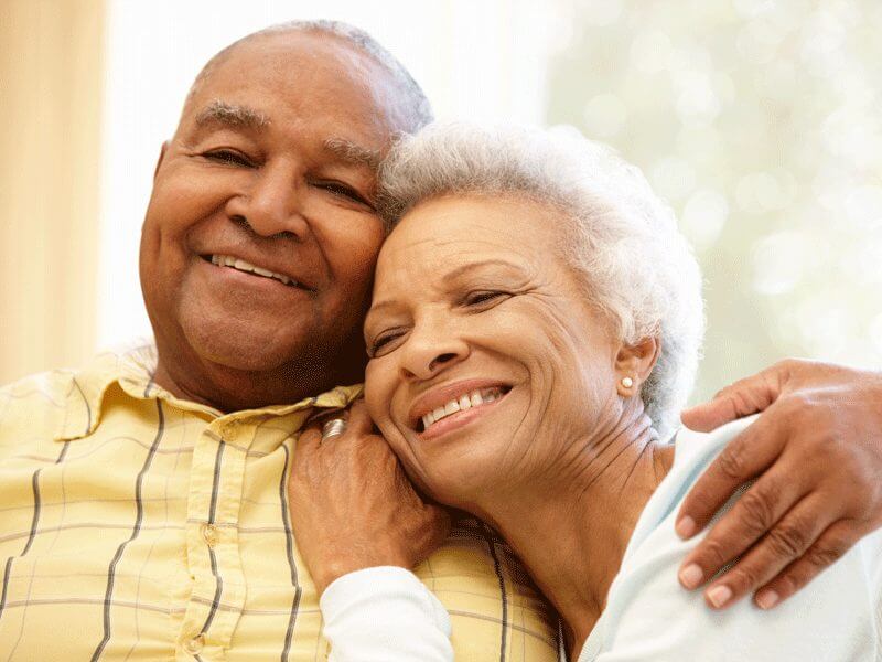 Happy smiling older couple feeling secure