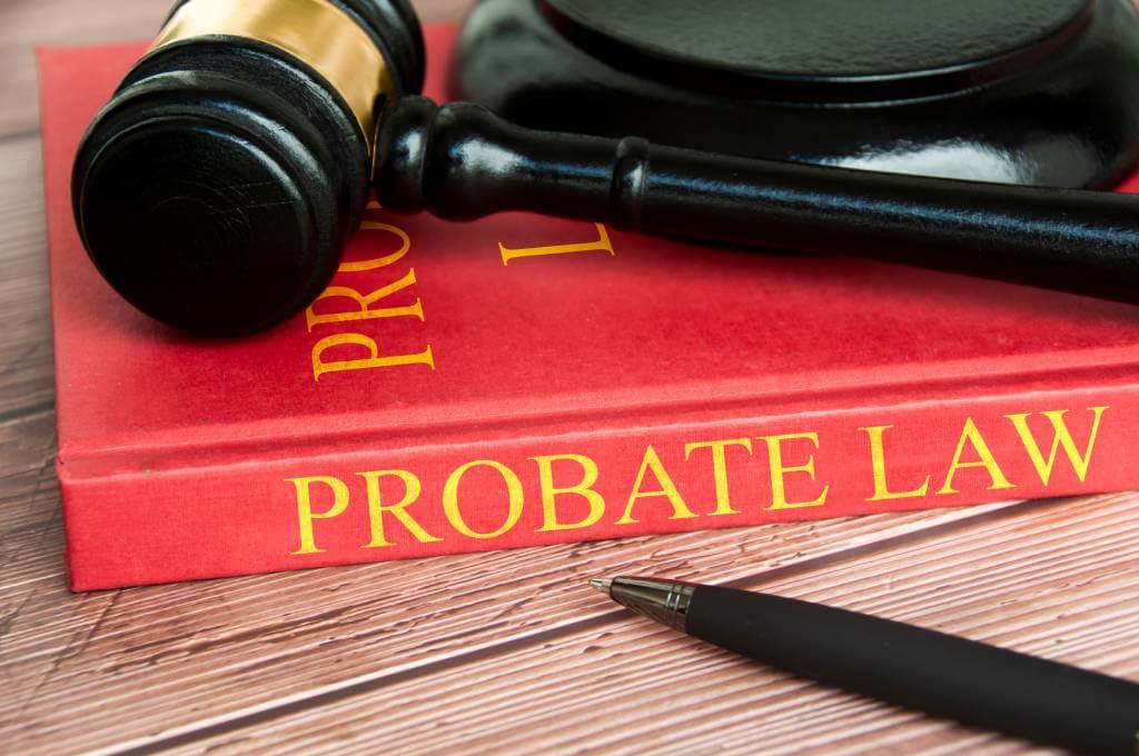 A gavel on a book marked Probate Law