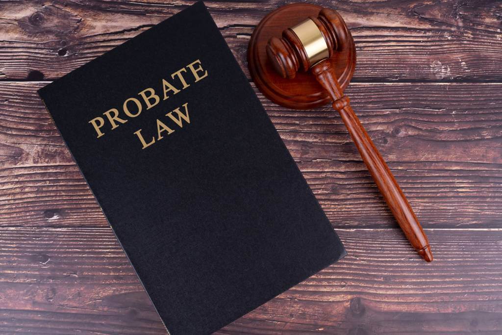 A book reading “Probate Law” next to a gavel.